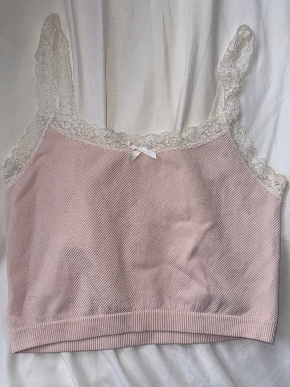 PacSun Light Pink Lace-Trim Tank Top